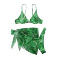 thumbnail image 3 of Birdeem Womens Solid Bikini Strap Bikini Deep V Sexy Split Swimsuit Set Three-Piece Swimming Suit, 3 of 9