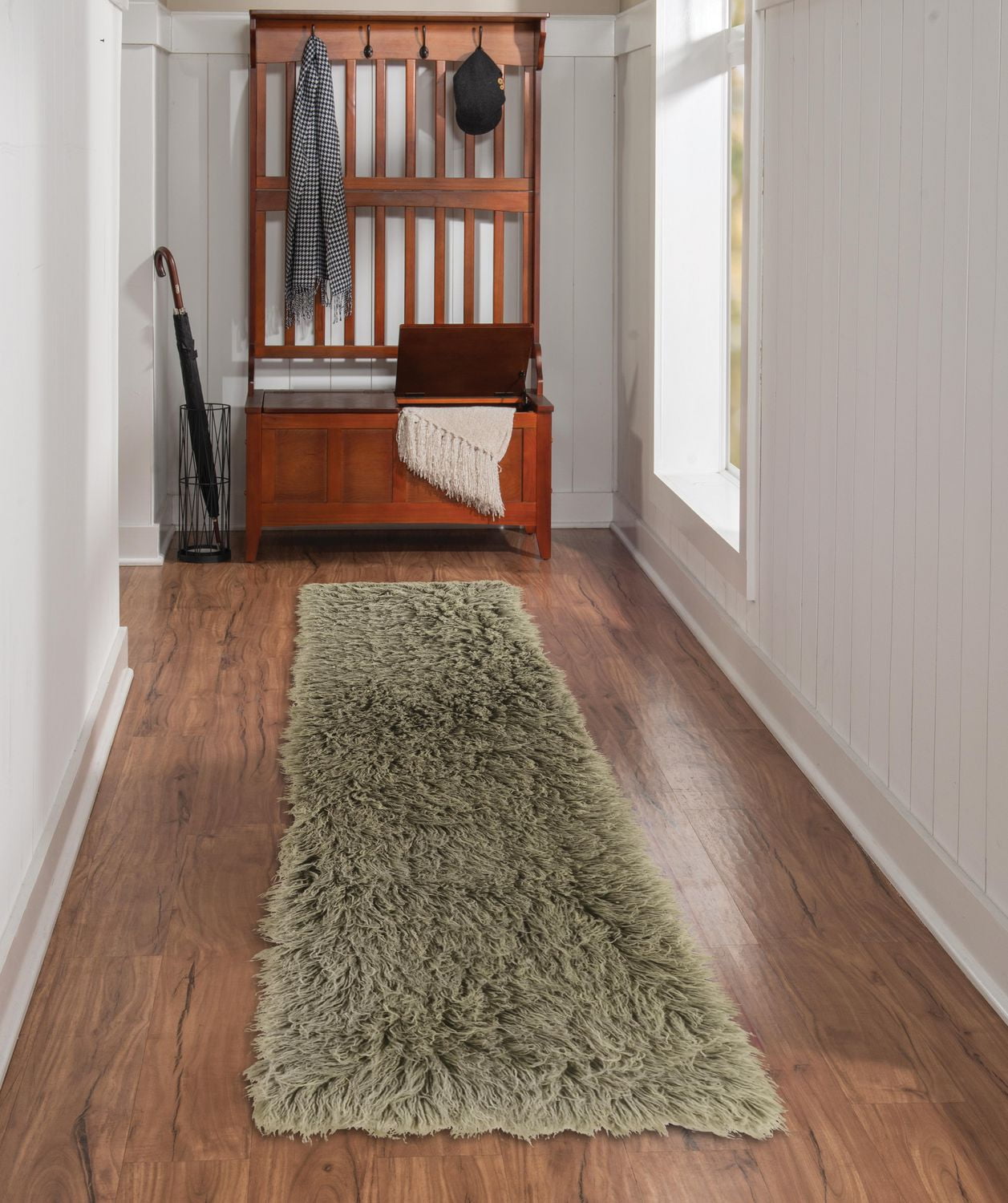 New Flokati 1400gr 3'6" x 5'6" Accent Rug, Olive