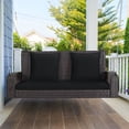 thumbnail image 1 of Costway 2-Person Patio Rattan Hanging Porch Swing Bench Chair Cushion Black, 1 of 10