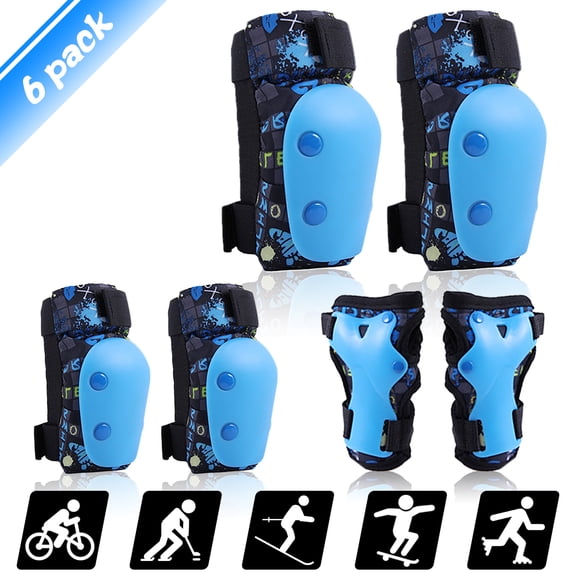 6 in 1 children's bicycle protective gear set knee pads, elbow pads, wrist guards sports protective equipment set suitable for cycling, skateboarding and roller skating