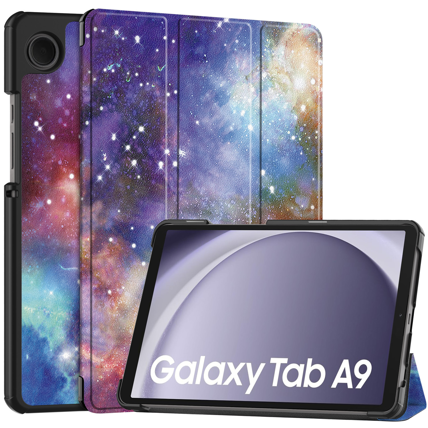 yeacher Samsung Galaxy Tab A9 & A9 Plus Étui de Protection à Trois Volets avec Réveil/sommeil Automatique, Fermeture Magnétique et Motifs Colorés (8,7/11 Pouces)