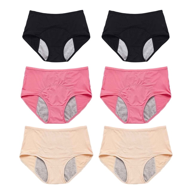 Women Solid Mesh Breathable And Comfortable High Waist Peripheral Leak Proof Menstrual Pants,Color: Black Size: 7XL