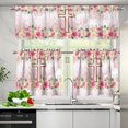 thumbnail image 5 of Cross Floral Kitchen Curtains, Decor for Home Valances for Windows,Kitchen Curtains and Valances Set Fall Decorations for Home Kitchen Window Curtains Over Sink Small Kitchen Curtains, 5 of 5