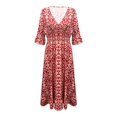 thumbnail image 4 of WTXUE Robes d'Été pour Femmes 2024, Jupe Longue Décontractée Ample et Polyvalente à Col en V pour le Printemps pour Femmes, Robe de Plage, Robe Fleurie pour Femmes, Robes Rouges pour Femmes, Rouge m, 4 of 4