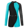 thumbnail image 2 of Yeahdor Shiny Rhinestones Gymnastics Leotards for Girls Long Sleeve Dance Jumpsuit Athletic Ballet Unitards Blue Green 6, 2 of 4