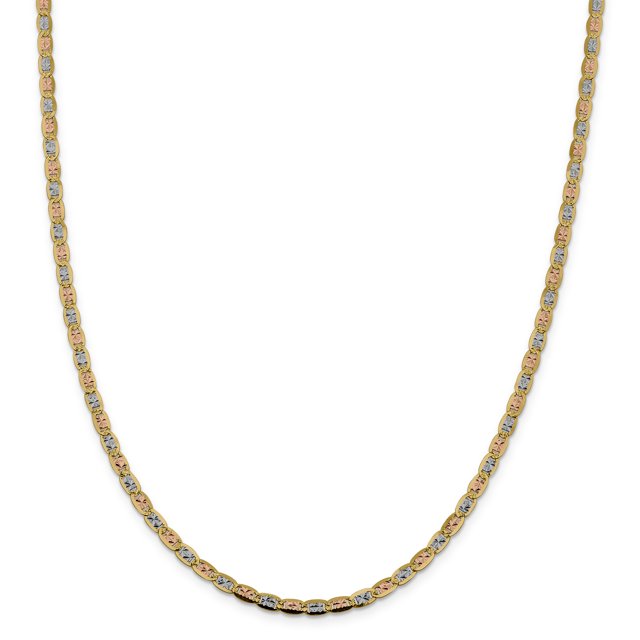 14k 20 Inch 3.8mm Tri Color Gold Valentino Chain Necklace Pendant Charm Fancy