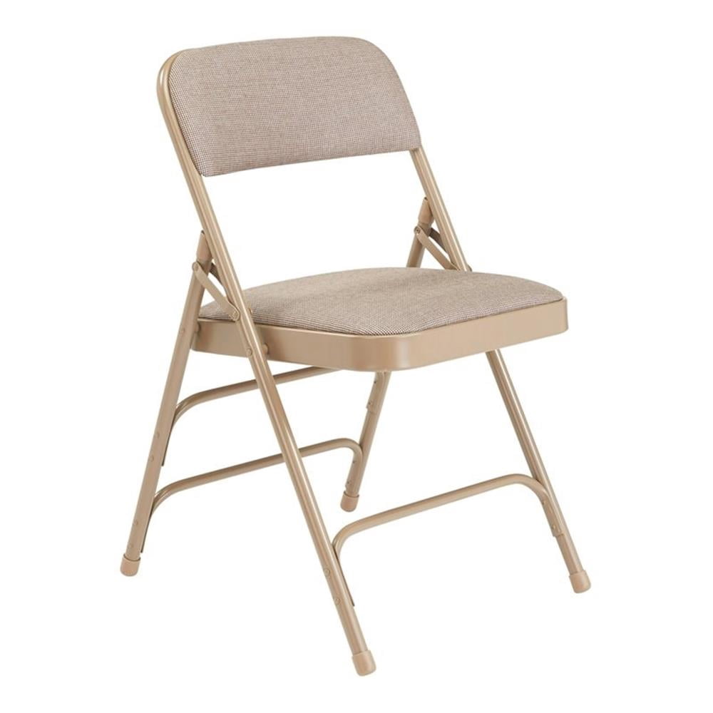 Pemberly Row Chaise Pliante Moderne en Métal de 29,5 Pouces en Beige Café (Ensemble de 4)