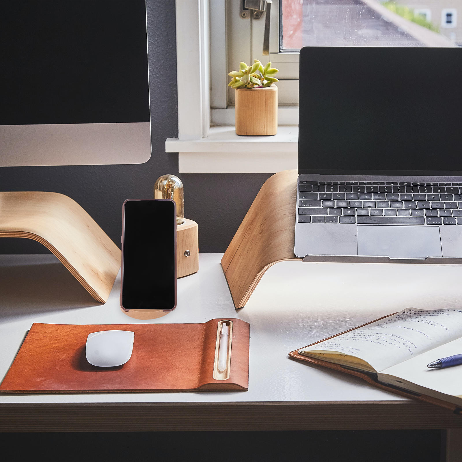 Milisten Phone Stand for Home Use Beige Cell Phone Holder with Smooth Surface and NonSlip Pads