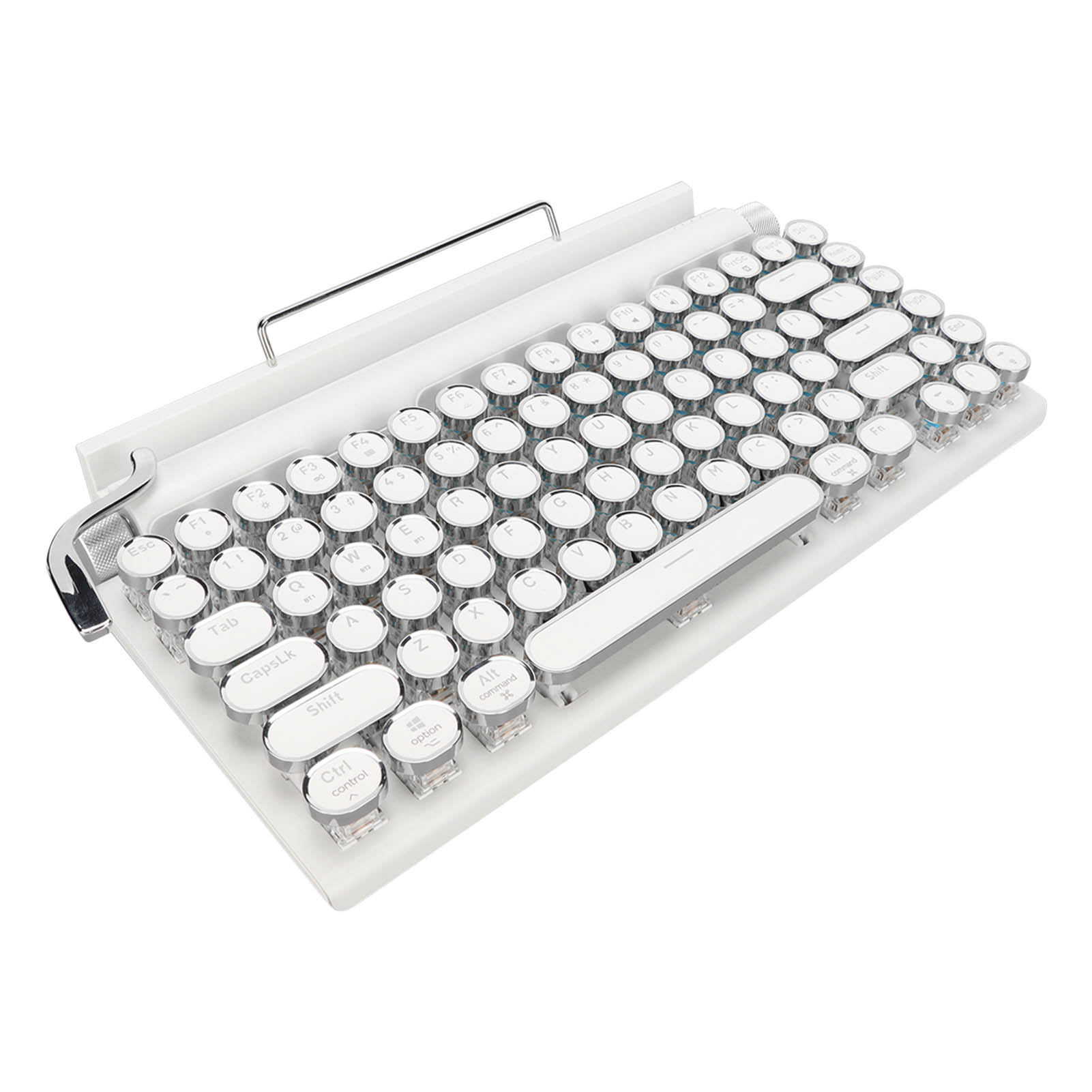 Typewriter Mechanical Keyboard, Mechanical Keyboard 83 Keys 2000mA Capacity  5.0  For Cellphone White