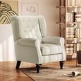 thumbnail image 2 of HOMCOM Button-Tufted Accent Chair with Wing Back Rounded Arms Cream White, 2 of 10