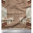 thumbnail image 1 of Soimoi Pink Polyester Crepe Fabric & Floral Artistic Print Sewing Fabric BTY 52 Inch Wide, 1 of 3