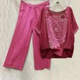 thumbnail image 1 of Ensembles de Pantalons Femmes Tenues 2 Pcs T-Shirt à Col Rond Imprimé à Manches Courtes à Enfiler Hauts + Ensemble Pantalon Ensembles de Vêtements pour Filles en Liquidation, 1 of 6