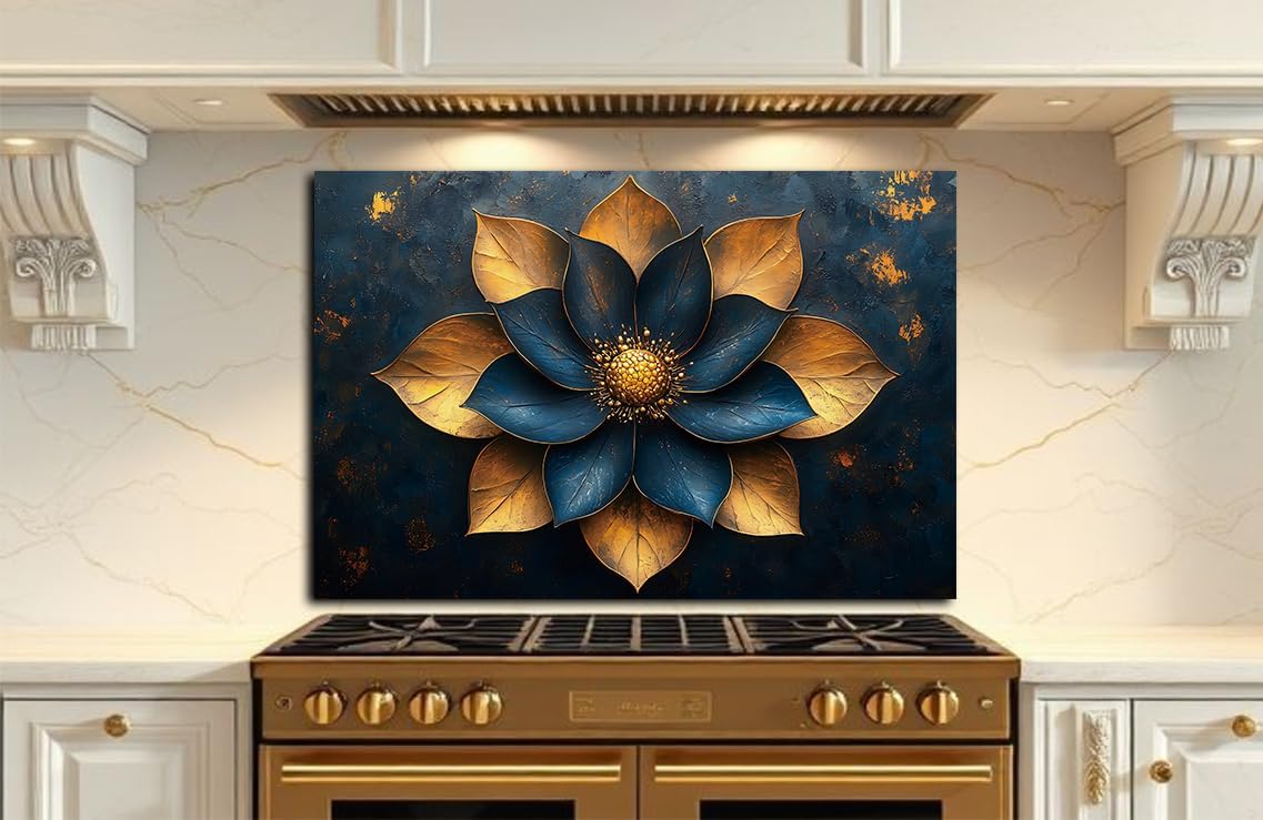 tempered glass backsplash for stove, Flowers Stove Splashback, Glass Backsplash, Used for Kitchen Wall Protection and Decoration, Easy to Install and Clean. (30x24'')