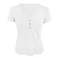 thumbnail image 4 of B91xZ Mode d'Été des Femmes 2024 Manches Courtes Col Rond Tops T Shirts, Blanc XXL, 4 of 5