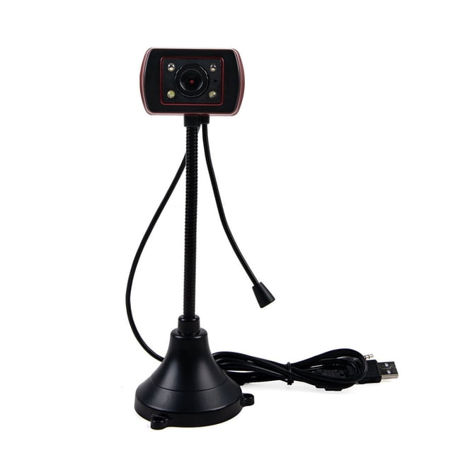 WIFKLSIIPG Caméra Web HD à DEL pour Ordinateurs de Bureau et PC, Dotée d'Une interface USB pour une capture audio Claire jusqu'à 10 Mètres, 4 Lumières DEL pour la vision Nocturne et un Commutateur de Contrôle de la Lumière derrière la Caméra. Elle Offre une rotation flexible pour des angles Ajustables, une Mise au Point Manuelle et une Résolution d'Image Dynamique de 640 x 480 pixels. le Câble USB Mesure Environ 1,4 Mètres de long, et la Caméra Est compatible avec les interfaces USB 3