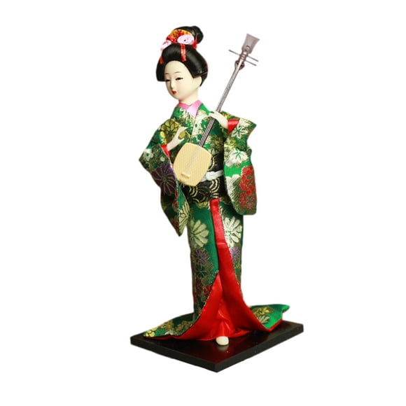 Abbracc Poupée Kimono Geisha Japonaise 12 Pouces Collectionnable pour Chambre Étagère Armoire Shamisen