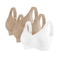 thumbnail image 1 of 3 Pack Women Plus Size Push-Up Bras No Underwire T-Shirt Bralettes Ribbed Full Coverage Sports Everyday Bras Multicolor, 34/75BCD, 1 of 7
