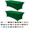 thumbnail image 1 of ABCCANOPY Lot de 2 Nappes en Spandex de 8 Pi Housse de Table Extensible Nappe Rectangulaire Ajustée Nappe en Polyester Dessus de Table Vert Forêt, 1 of 5