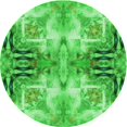 thumbnail image 1 of Ahgly Company Machine Washable Indoor Round Transitional Neon Green Area Rugs, 3' Round, 1 of 7