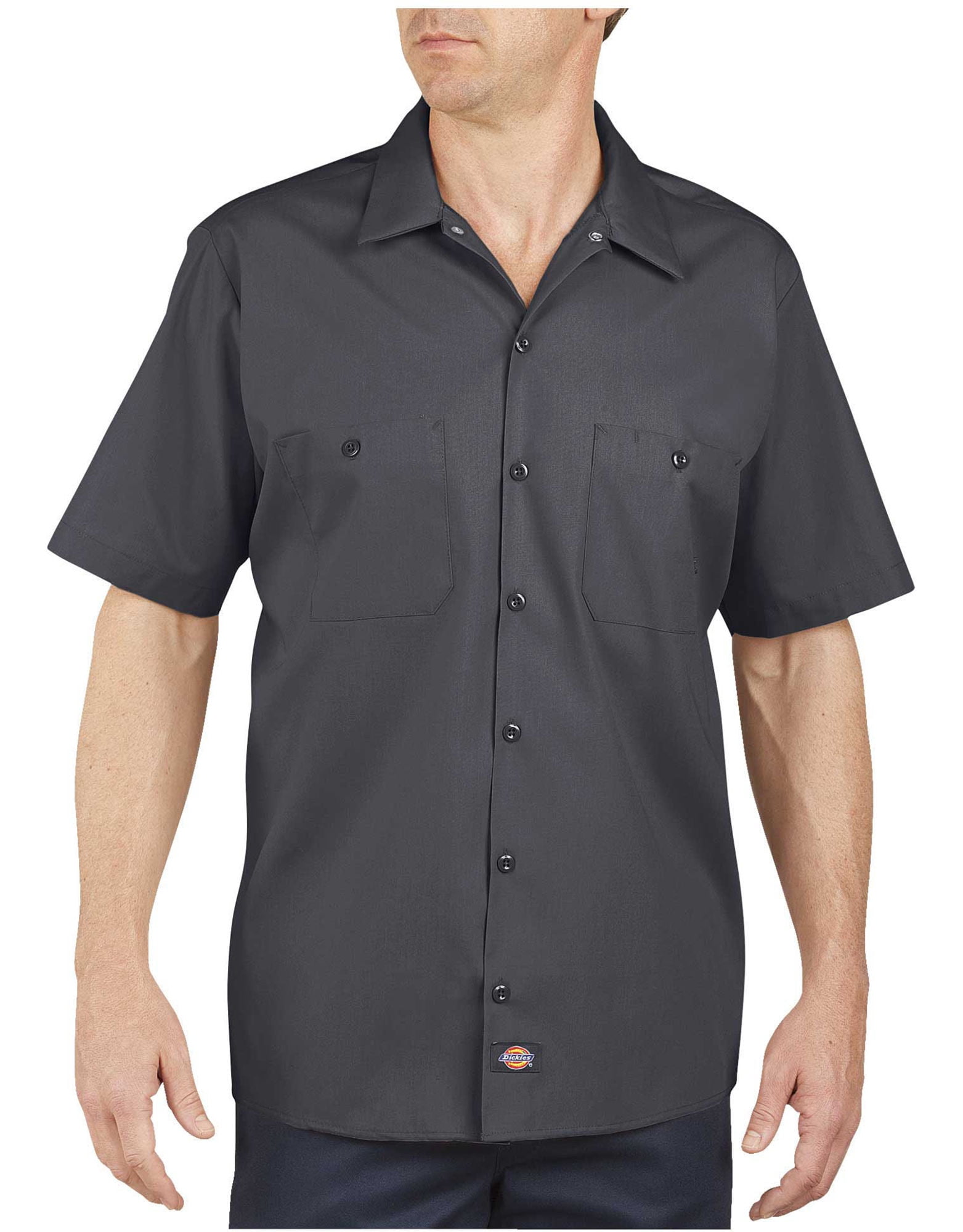Dickies Mens Industrial Short Sleeve Work Shirt, XT, Charcoal