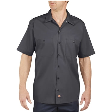 Dickies Mens Industrial Short Sleeve Work Shirt, S, Charcoal