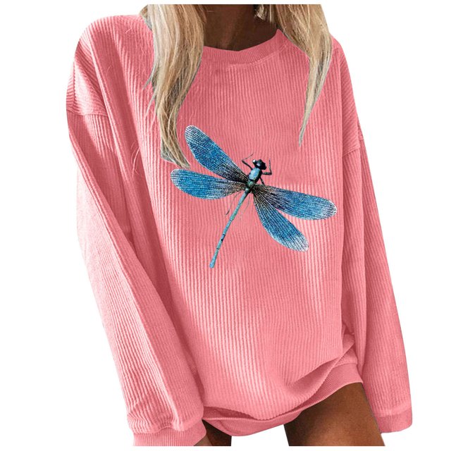 Chandail Mode Femme Couleur Unie Imprimé Papillon Manches Longues