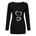 thumbnail image 3 of T-shirts à Manches Longues pour Femmes Time And Tru Mode Femme Décontractée Imprimé Col Rond Ample T-Shirt à Manches Longues Haut Blouse Chandail, 3 of 6