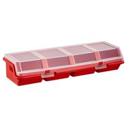 Multi-Compartment Small Parts Organizer Box, 4 Slot Hardware Storage Case with Divider & Sealed Lid, Leakproof Tool Caddy for Screws, Nuts, Craft Jewelry & Outdoor Fishing Accessories Storage,Red