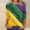 thumbnail image 2 of Penkiiy Blouse de Carnaval pour Femmes Mardi Gras Mode Imprimé Décontracté Col Rond Manches 3/4 T-shirt Blouse Multicolore, 2 of 5