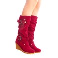 thumbnail image 4 of 2021 Chaussures Plates d'Hiver pour Femmes Bout Rond Compensées Épaisses Bottes à Tige Longue pour Dames, 4 of 5