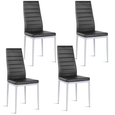 Costway Ensemble de 4 Chaises Latérales de Salle à Manger en Cuir PU Design Élégant Mobilier pour la Maison Noir