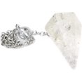 thumbnail image 1 of Angelstones Natural Gemstone Crystal White Quartz Hexagonal Pointed Reiki Chakra Pendant Pendulum, 1 of 3