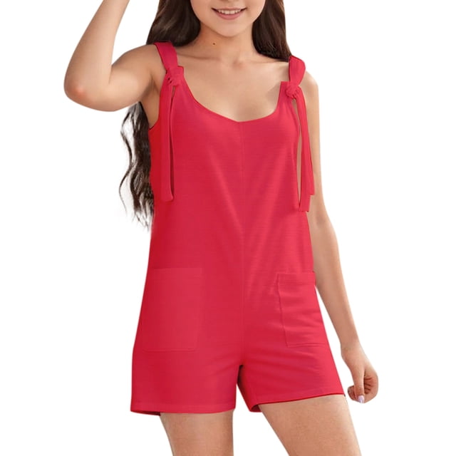 Zecgelong Girls' Solid Colored Short Overalls(5 13Years) Girls Animal Print Sets