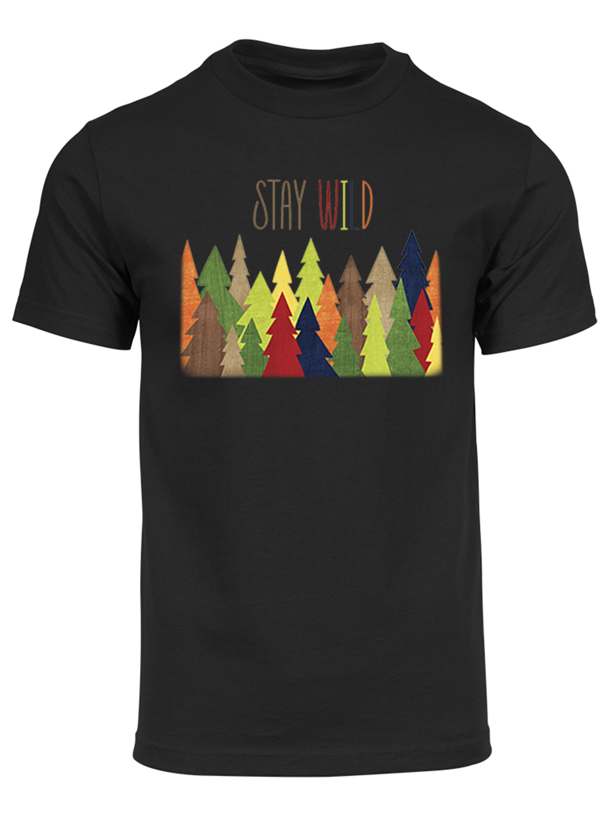 Gravity Trading T-Shirt à Manches Courtes pour Hommes Stay Wild Forest - Noir - 3TG