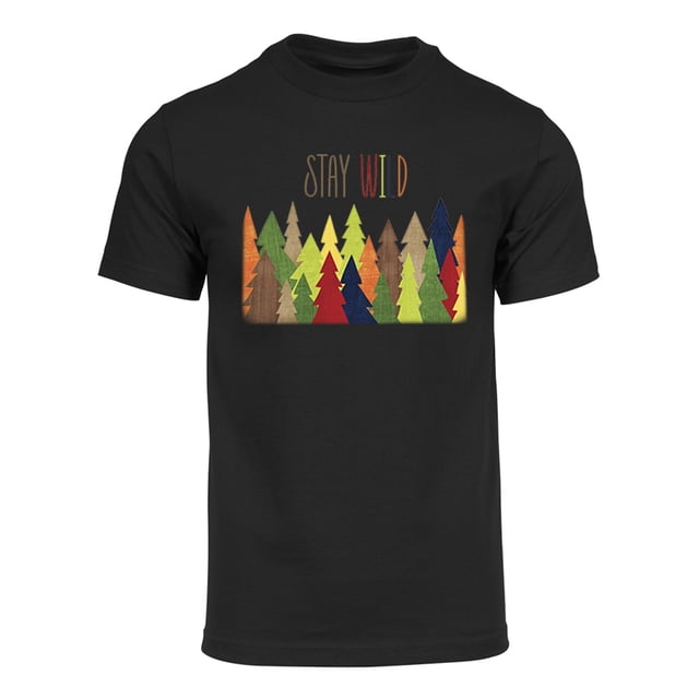 Gravity Trading Mens Stay Wild Forest Short-Sleeve T-Shirt - Black - 3XL