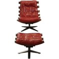thumbnail image 2 of ACME Fauteuil Swayback Capitonné avec Ottoman en Cuir Grain Supérieur Rouge Antique, 2 of 9
