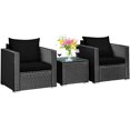 thumbnail image 2 of Costway 3PCS Patio Rattan Wicker Furniture Set Sofa Table W/Cushion Yard Black, 2 of 10