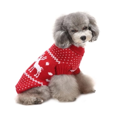 Collier pour Chien Chandail de Noël pour Chien Imprimé Élan de Noël Vêtements Chauds pour Chiot