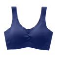 thumbnail image 1 of B91xZ Womens Double Support Wireless Bra Moisture-Wicking Convertible Full-coverage Smoothing Bra,Blue XL, 1 of 2