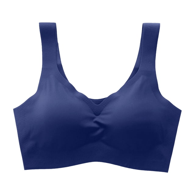 B91xZ Womens Double Support Wireless Bra Moisture-Wicking Convertible Full-coverage Smoothing Bra,Blue XL