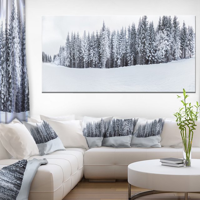 Black and White Snow Capped Hills - Landscape Canvas Art Print