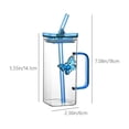 thumbnail image 4 of Sentmoon Glass Coffee Cups with Lid Square Glass Tumbler With Handle Double-Wall Glass Straw Cup Stylish Two-Way Straw Tumbler Elegant Handle Glassware Set for Home and Gift Use, 4 of 10