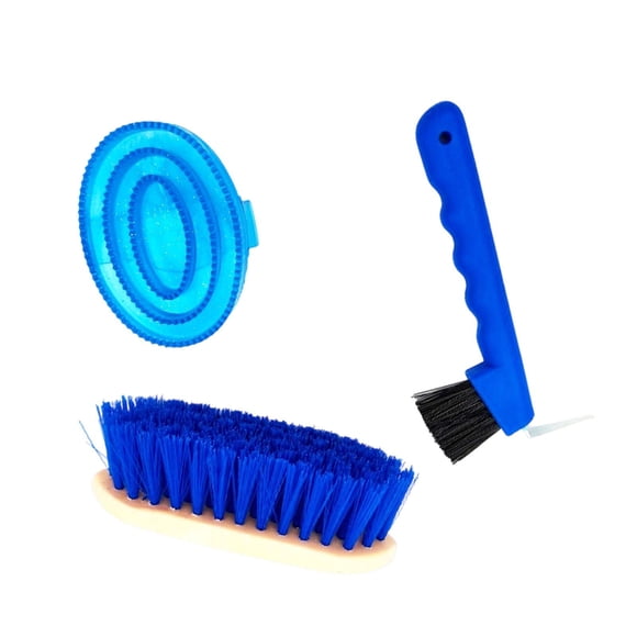 S SERENABLE Trousse de Toilettage pour Chevaux 3 Pcs Quotidien Professionnel Spectacle Brosse Cure-Dents pour Cheval Bleu