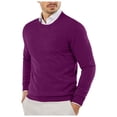 thumbnail image 1 of LUOGENLI Chandail de Noël pour Homme à Capuchon Masculin Automne et Hiver Lisse Confortable Léger Drapé Doux Peau Texturée Ajusté Col Rond Manches Longues Vestes de Chandail pour Hommes 5TG Violet Taille m, 1 of 8