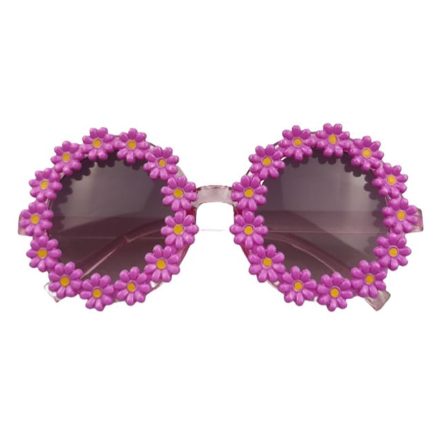 relayinert Lunettes pour Enfants Plage Décoratives Rondes Lunettes pour Enfants Fleur Intelligentes Lunettes de Soleil pour Filles Vêtements Protection des Yeux Mode Décontractée Violet