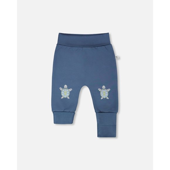 Pantalon Evolutif en Jersey de Coton Biologique Bleu Moyen