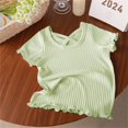 thumbnail image 2 of Plebaso Top for Kids Short Sleeve Round Neck Ruffled Ice Silk T-shirt for Girls Baby Summer Clothes, 2 of 3