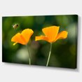 thumbnail image 2 of Orange Flowers and Flying Bee - Floral Canvas Art Print, 2 of 3