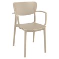 thumbnail image 1 of Pemberly Row Modern Indoor Outdoor Dining Arm Chair in Taupe, 1 of 7