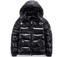 thumbnail image 1 of Shiny down jacket men's winter jacket stand collar down jacket with hood, 1 of 4